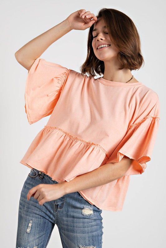 Peach Peplum Top