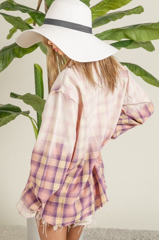 Pink Bleached Button Down
