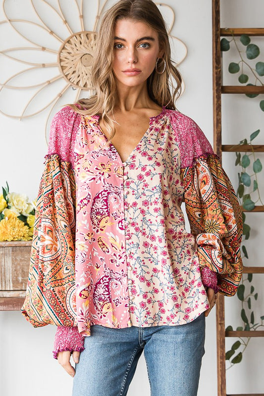 Pink Boho Blouse