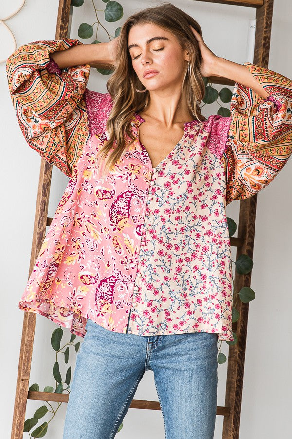 Pink Boho Blouse