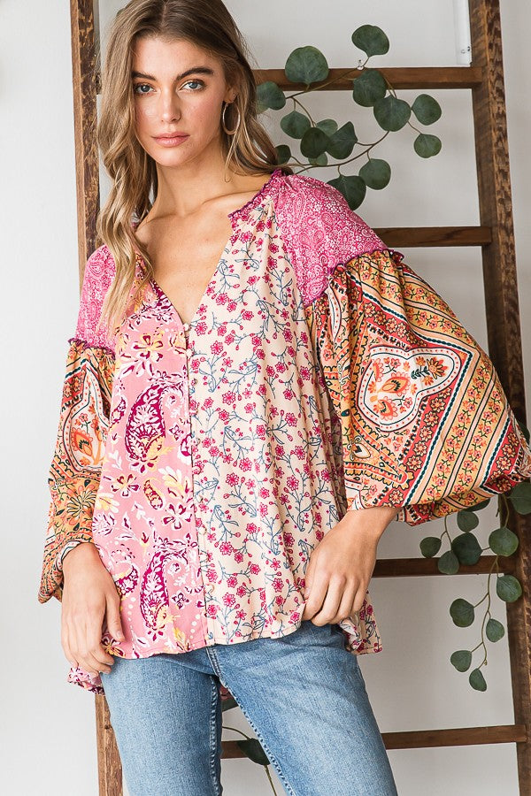 Pink Boho Blouse