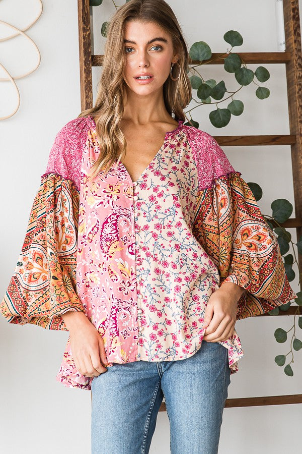 Pink Boho Blouse