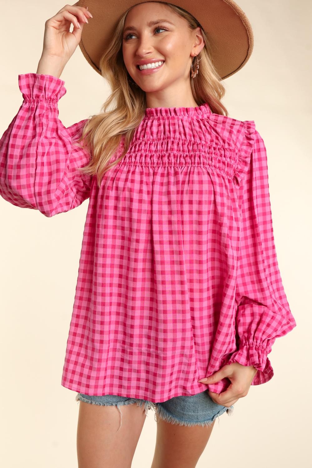 Pink and Fushia Gingham Top