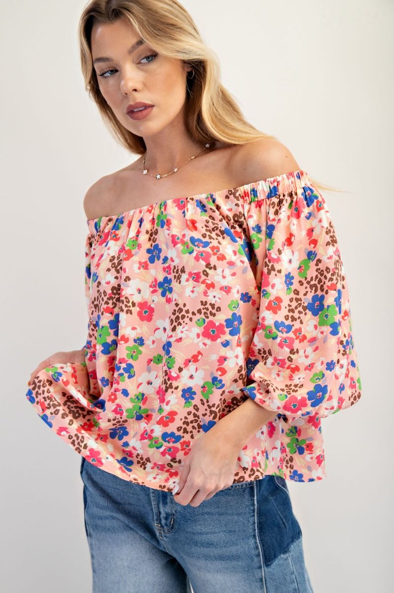 Off the Shoulder Posies Pink