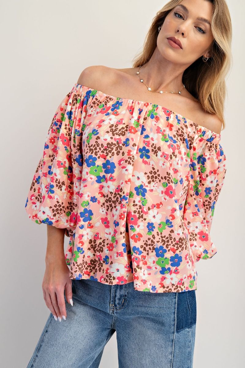 Off the Shoulder Posies Pink