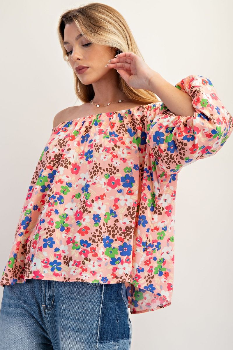 Off the Shoulder Posies Pink