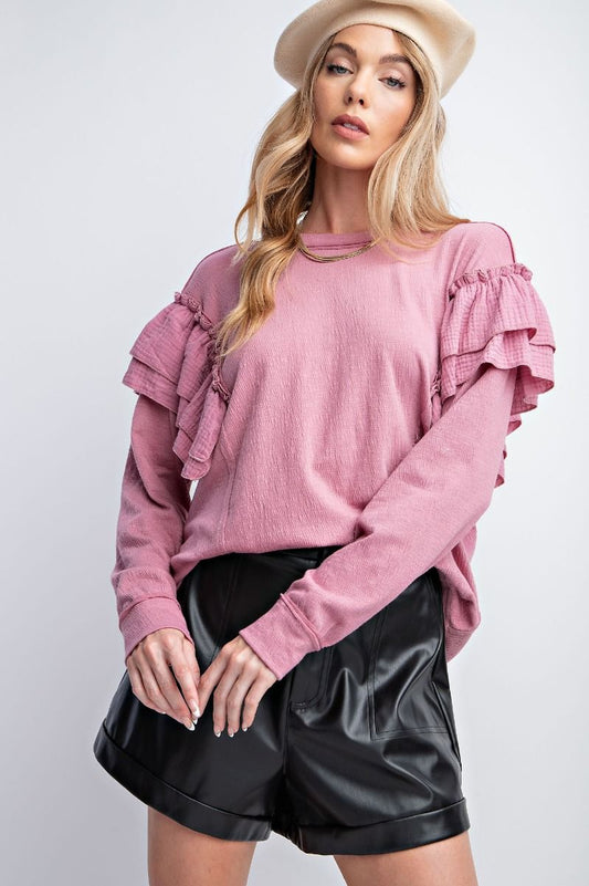 Ruffled Shoulder Tunic