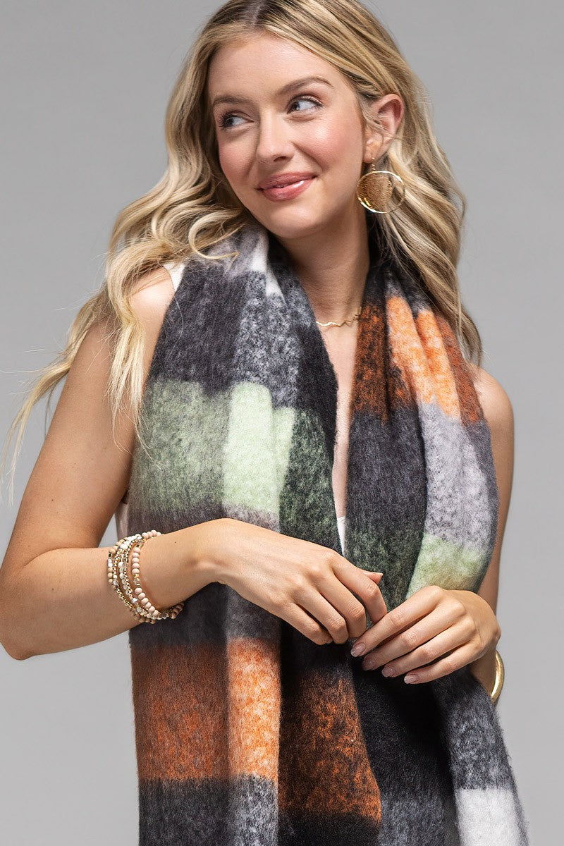 Brushed Plaid Blanket Scarf