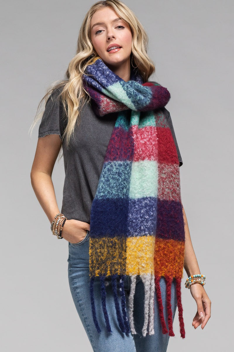 Brushed Plaid Blanket Scarf
