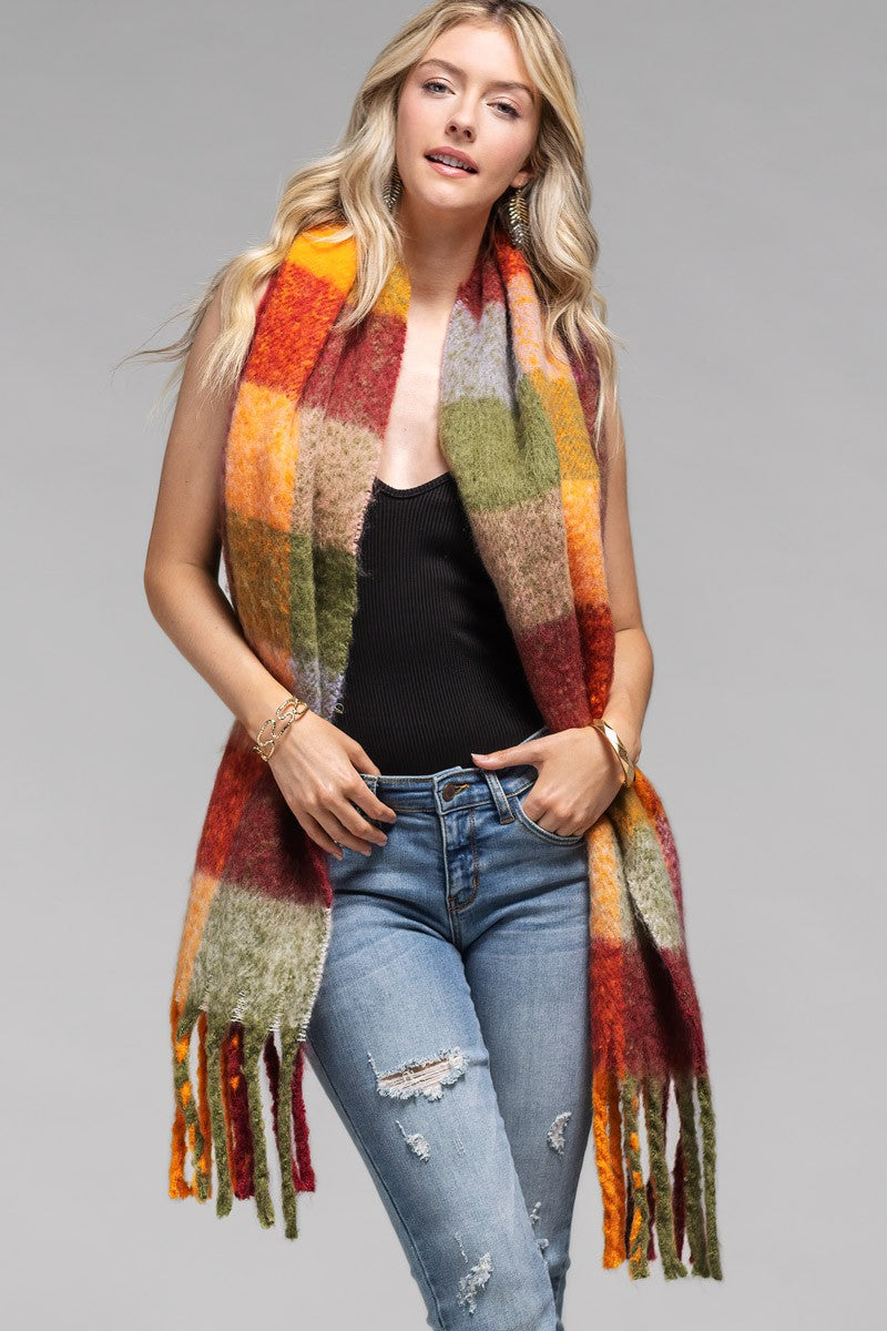 Brushed Plaid Blanket Scarf