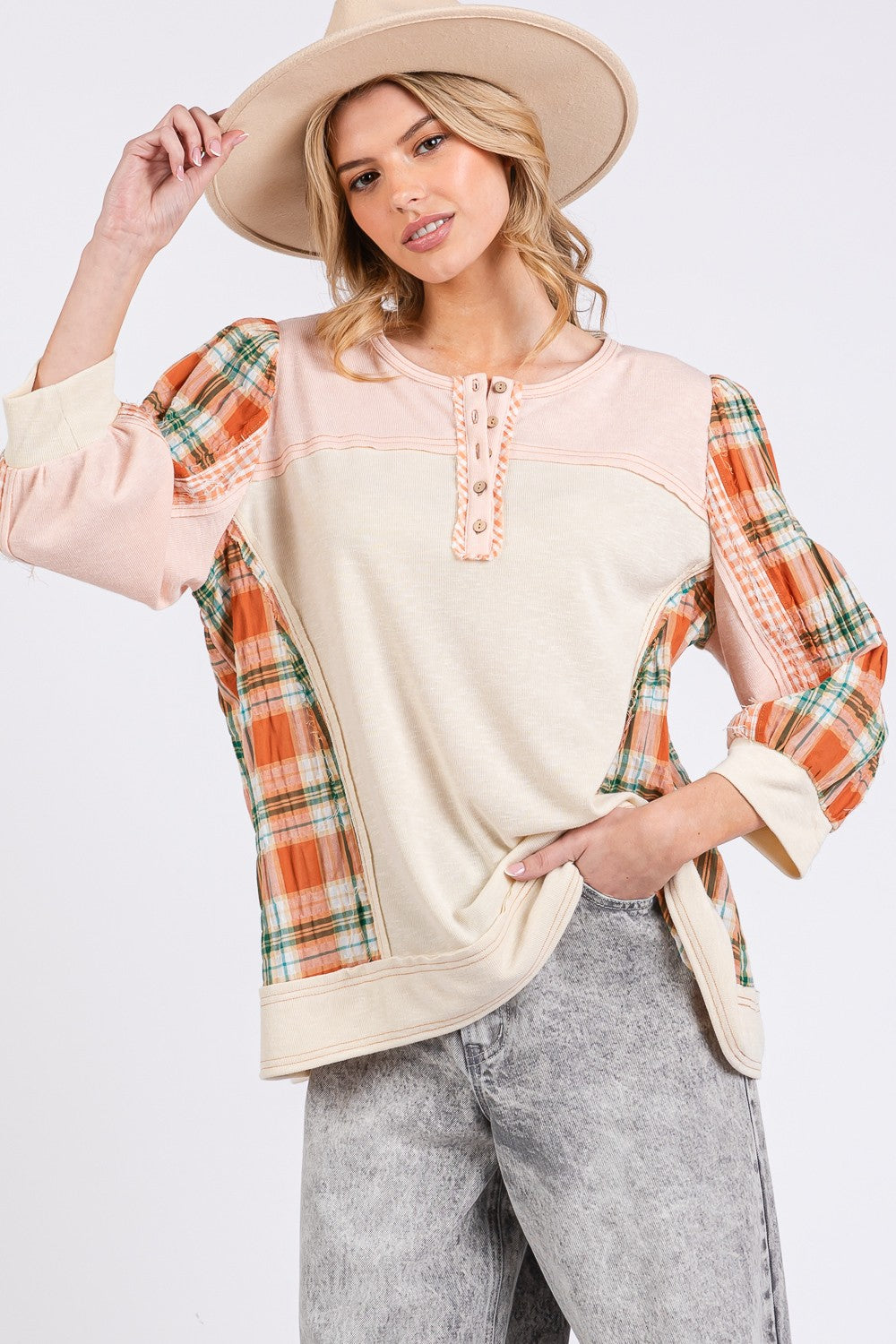 Mixed Media Henley Top