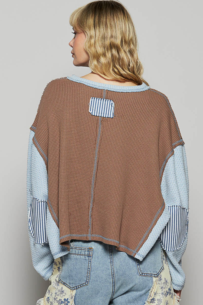 Brown and Blue Thermal Top