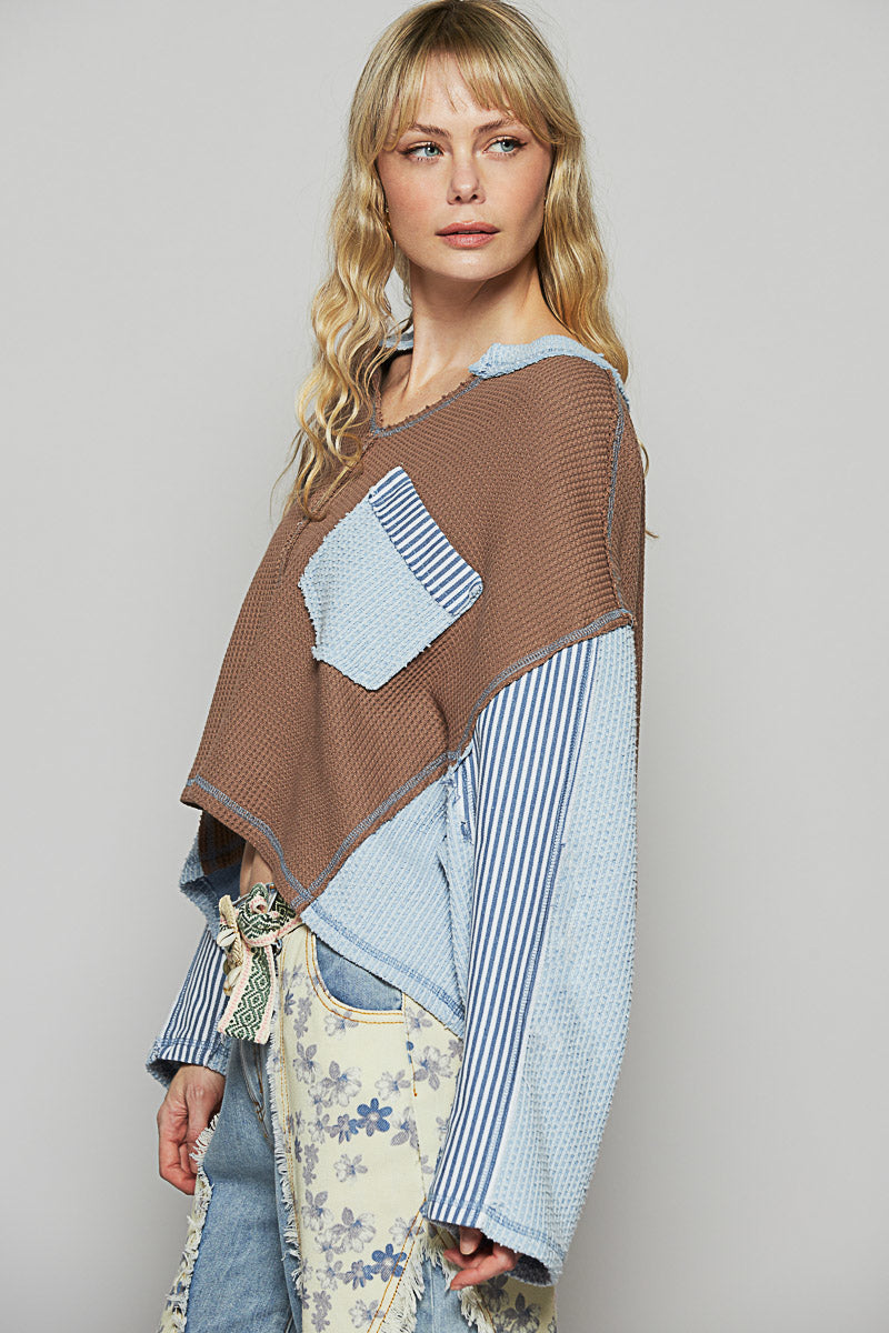 Brown and Blue Thermal Top