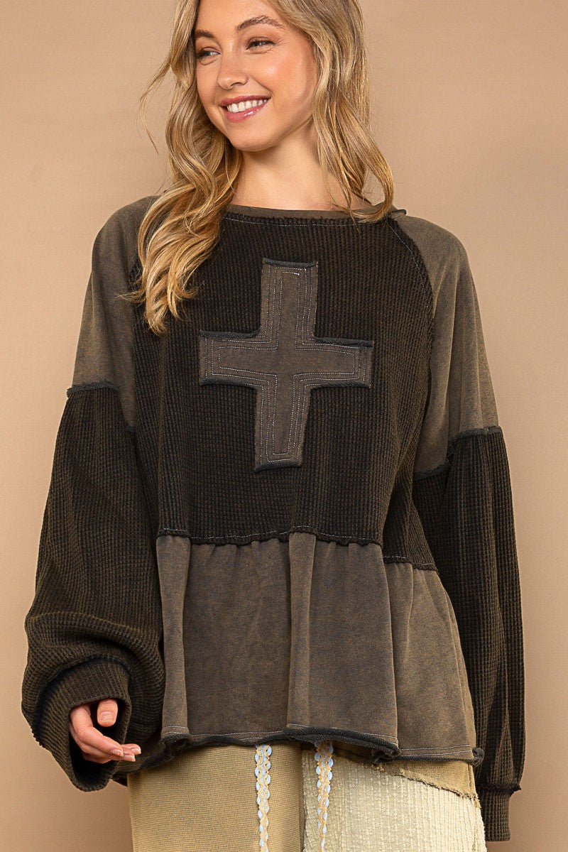 Cross Peplum Sweatshirt