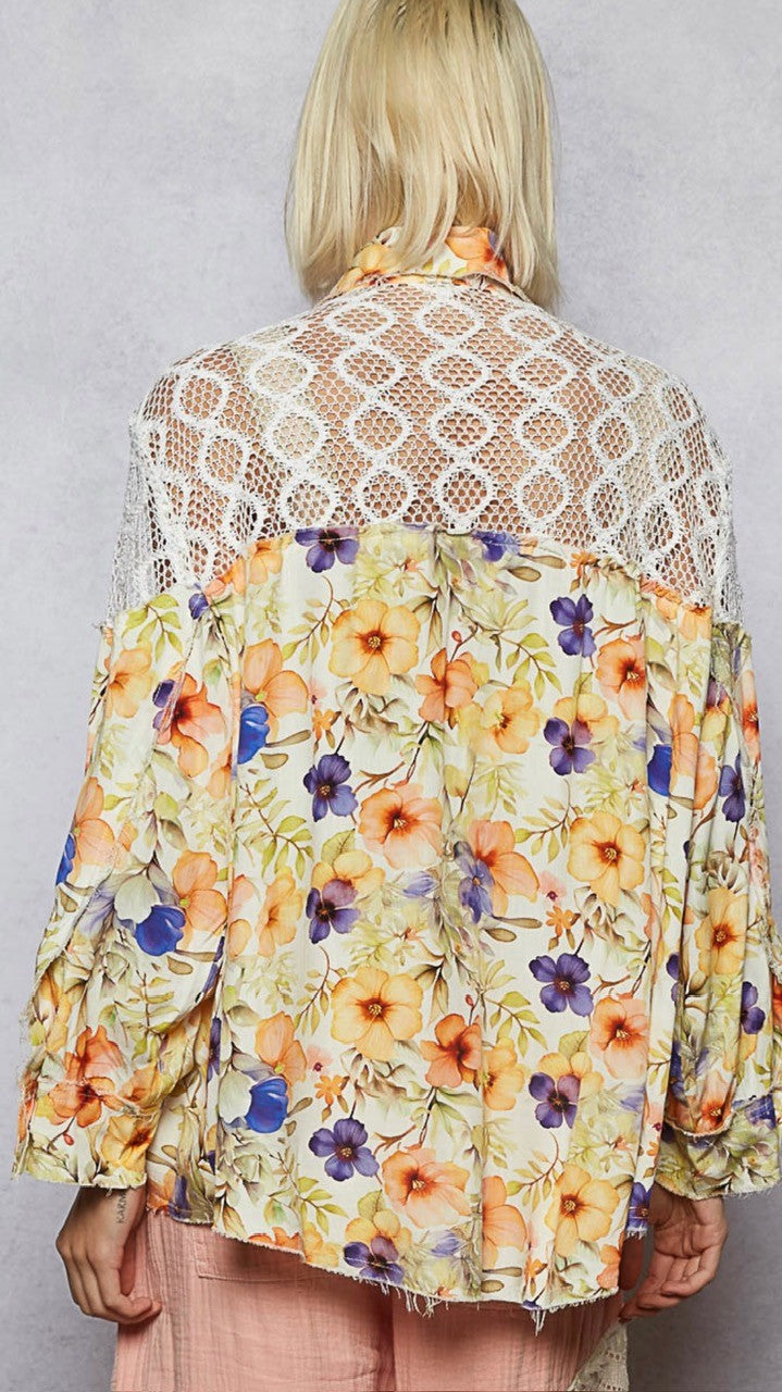 Spring Floral Lace Top