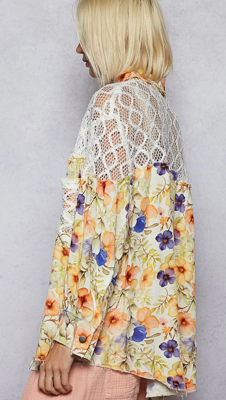 Spring Floral Lace Top