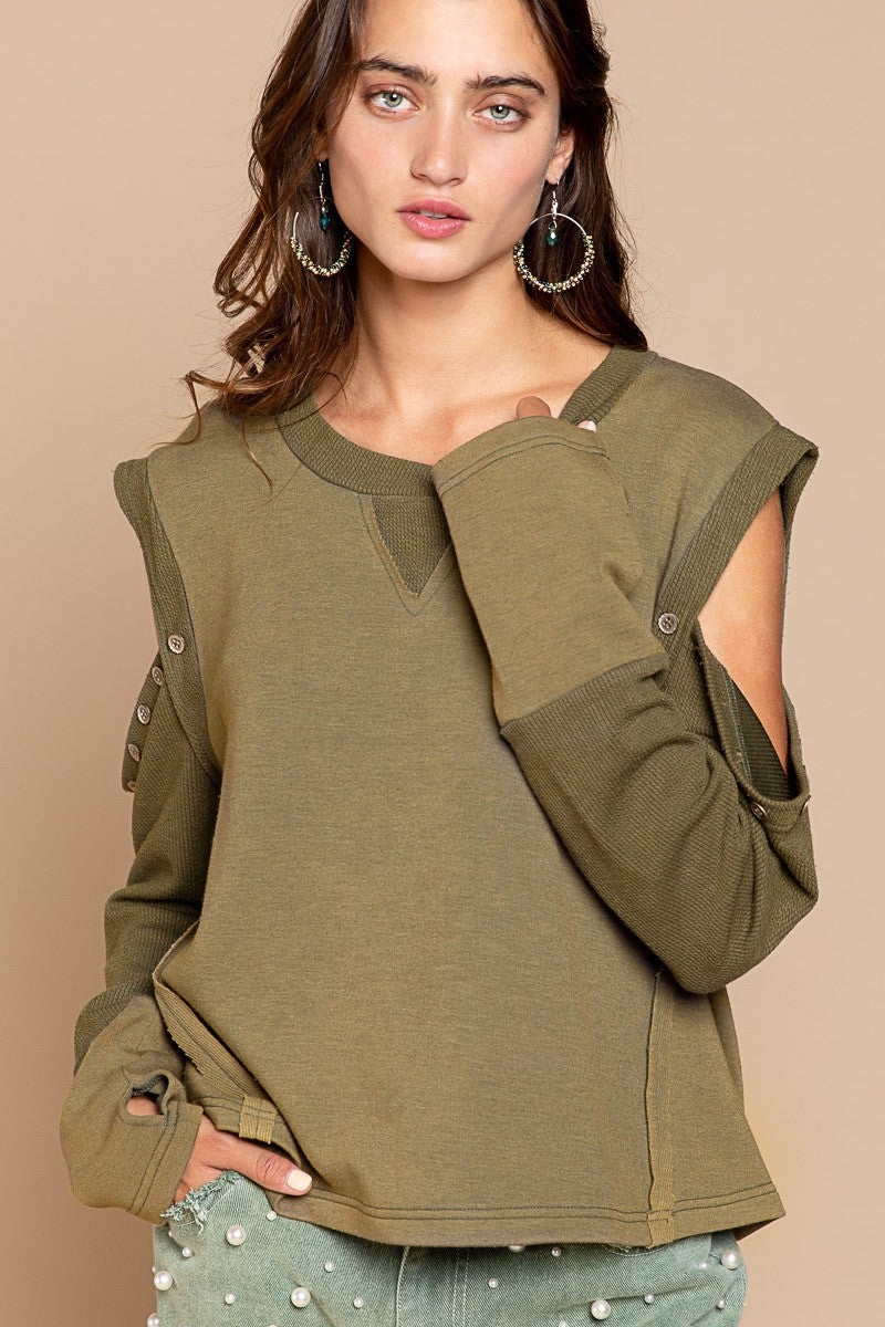 Olive Cold Shoulder Top