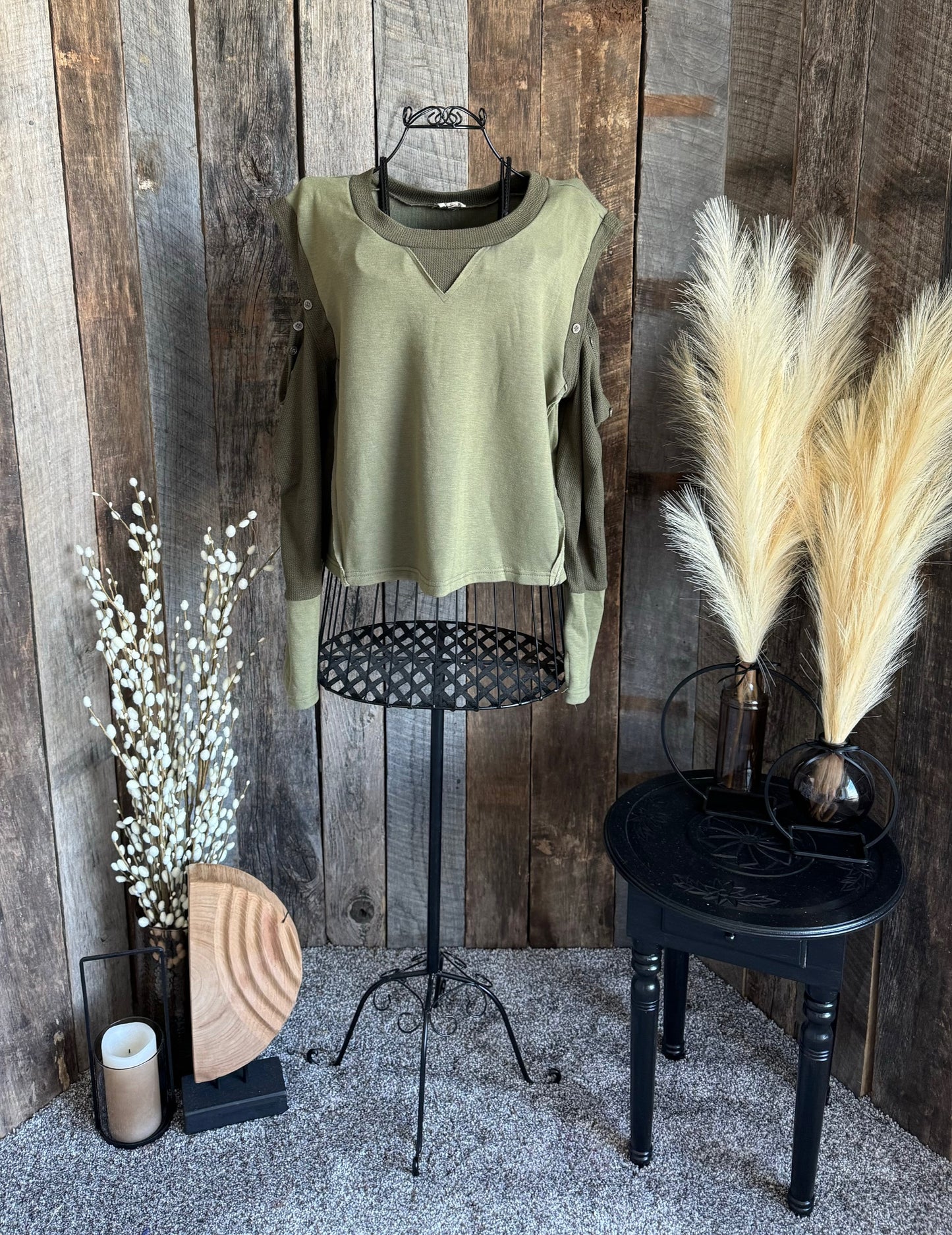 Olive Cold Shoulder Top