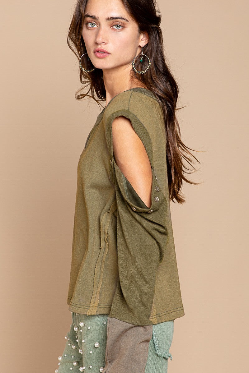 Olive Cold Shoulder Top