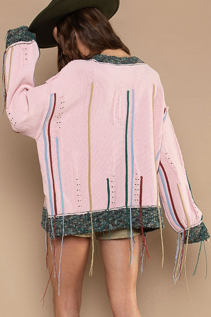 Pink Fringe Sweater