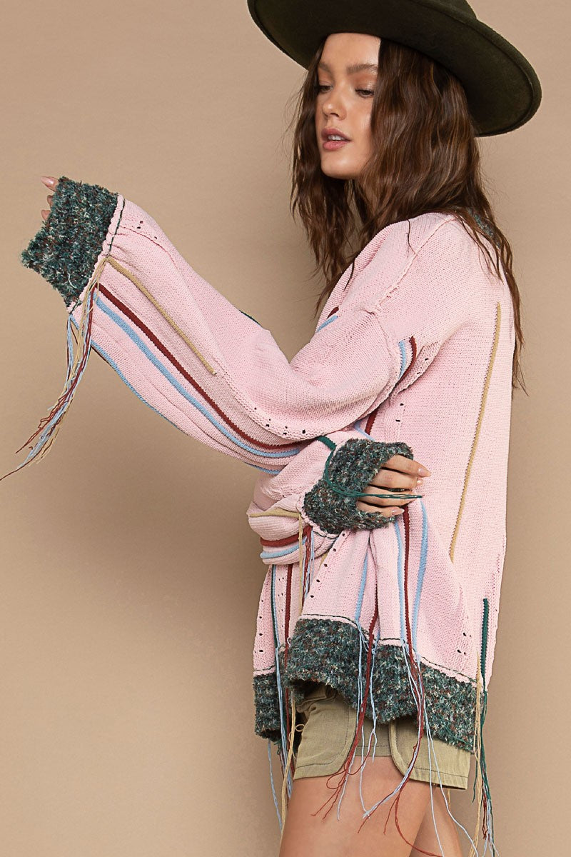 Pink Fringe Sweater