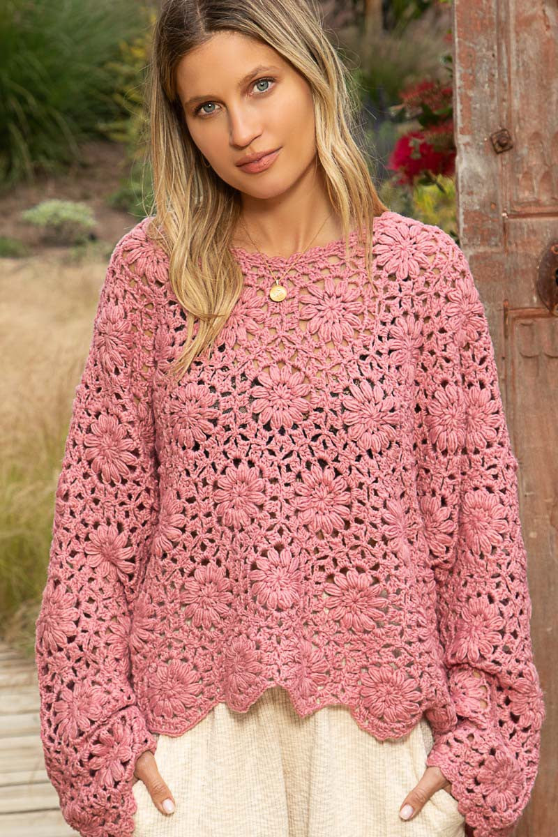 Rose Hand Crocheted Sweater