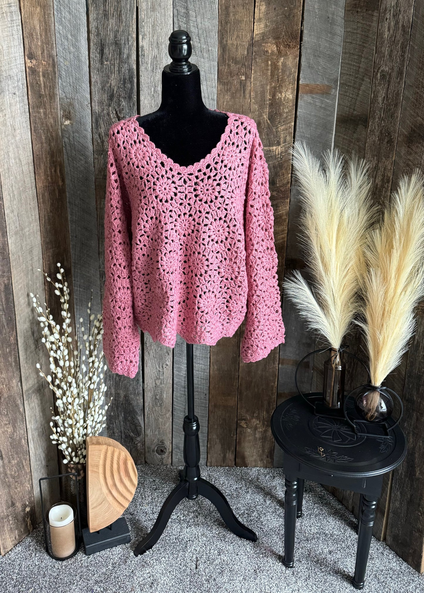 Rose Hand Crocheted Sweater