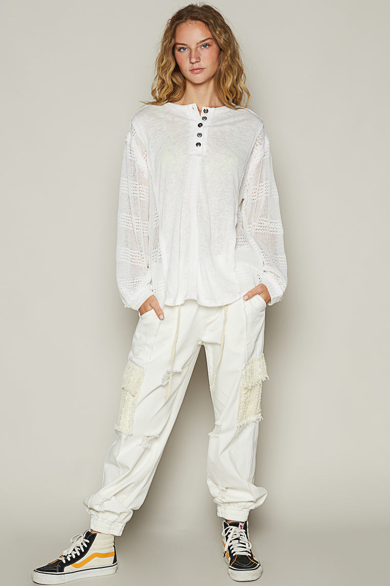 Lace Sleeve Henley