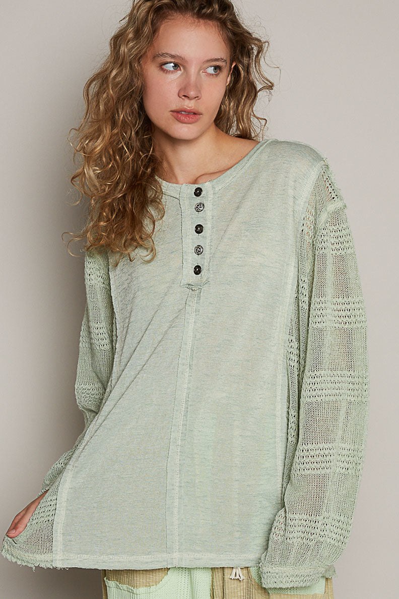 Lace Sleeve Henley