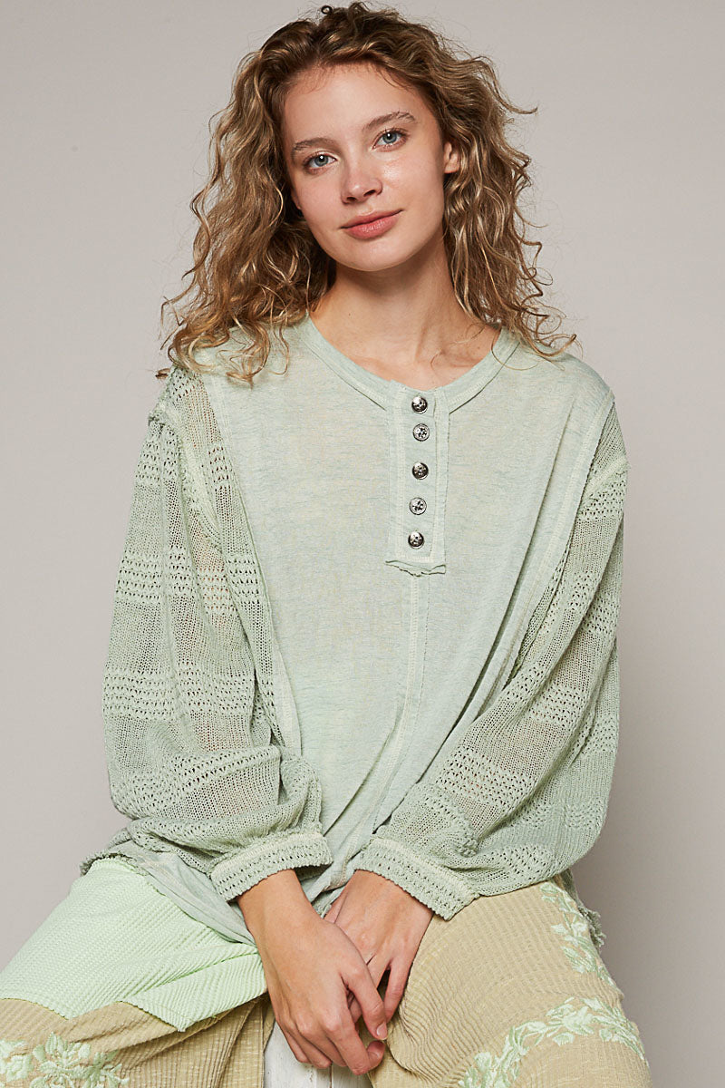 Lace Sleeve Henley