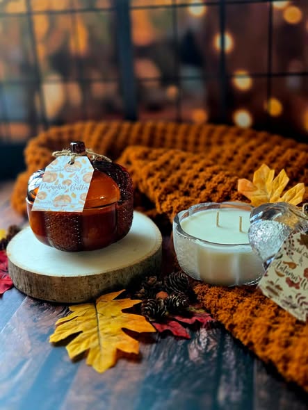 Glass Pumpkin Candle w/Lid
