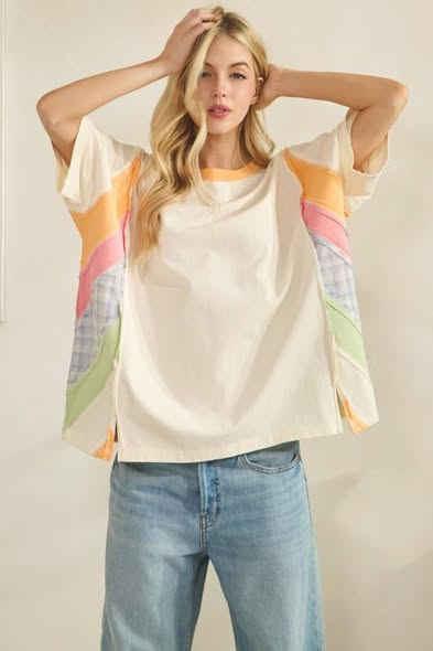 Rainbow Patchwork Colorblock Tee