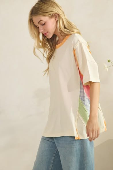 Rainbow Patchwork Colorblock Tee