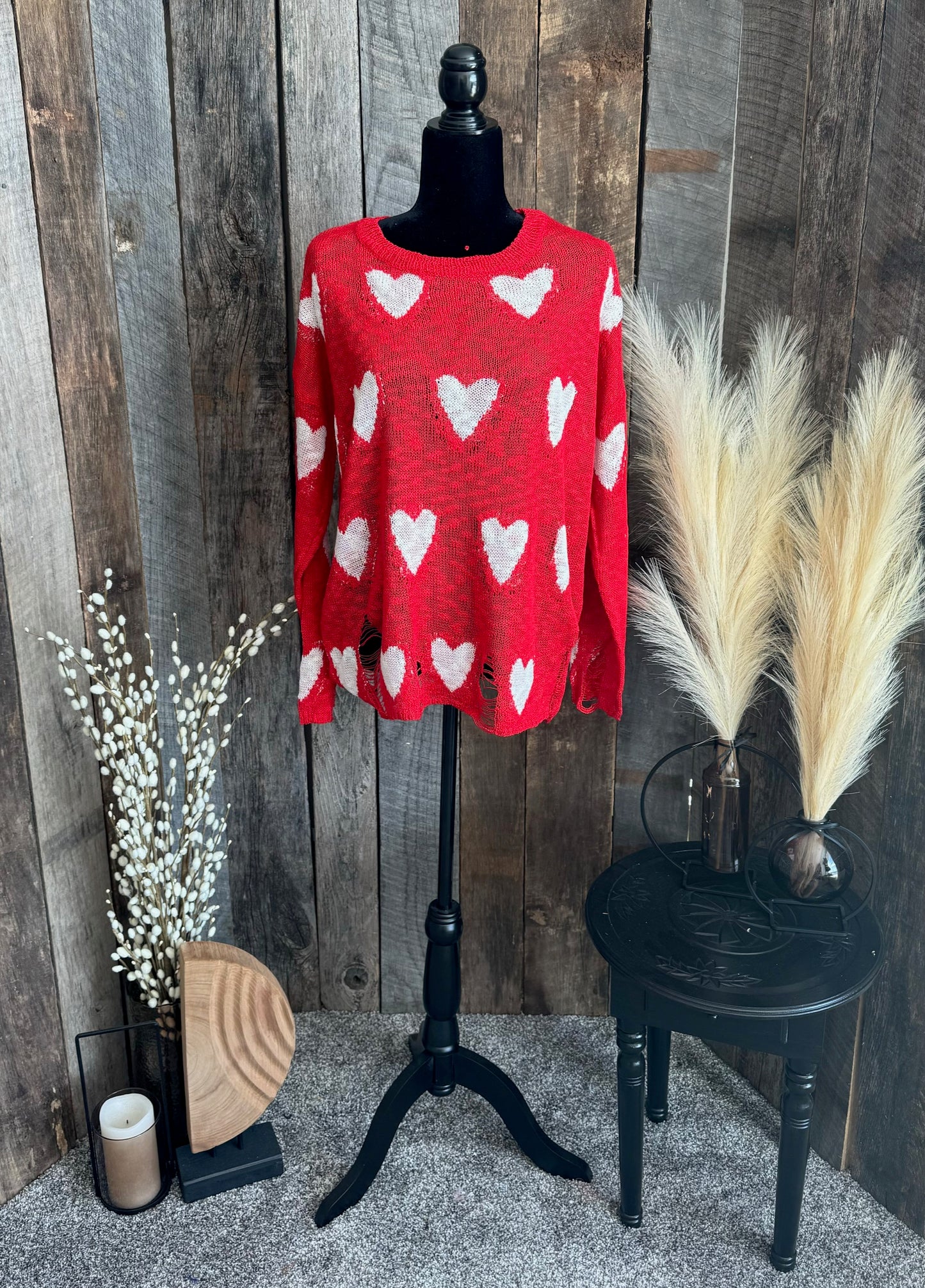 Red Heart Distressed Sweater