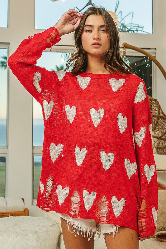 Red Heart Distressed Sweater