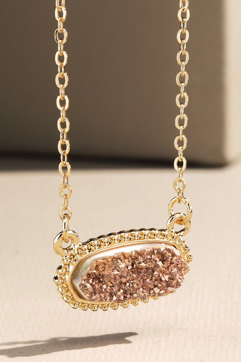 Drusy Stone Pendant Necklace