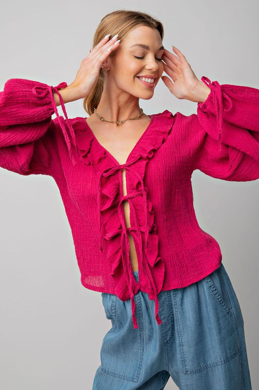Ruffled Bow Front Top