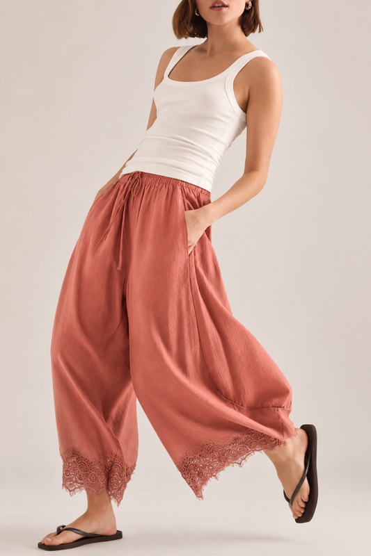 Barrel Pants w/Lace trim