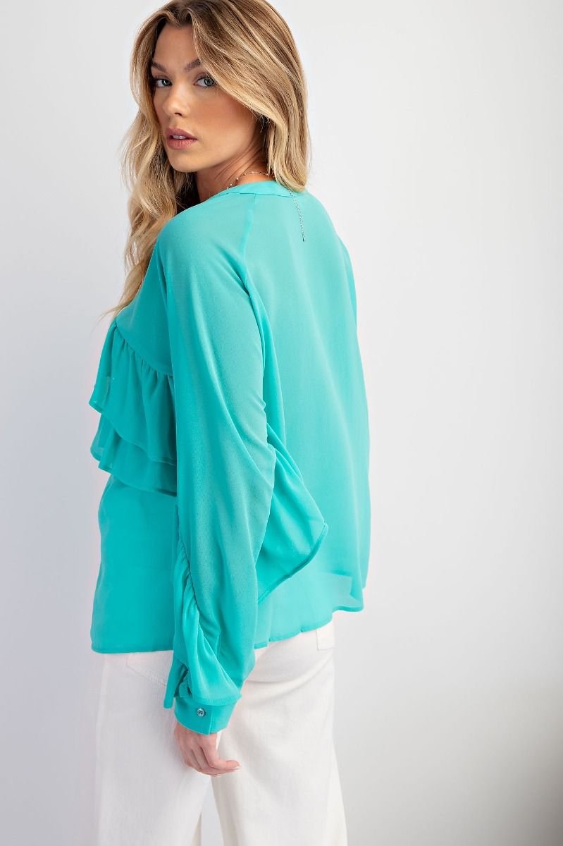 Seafoam Ruffled Top