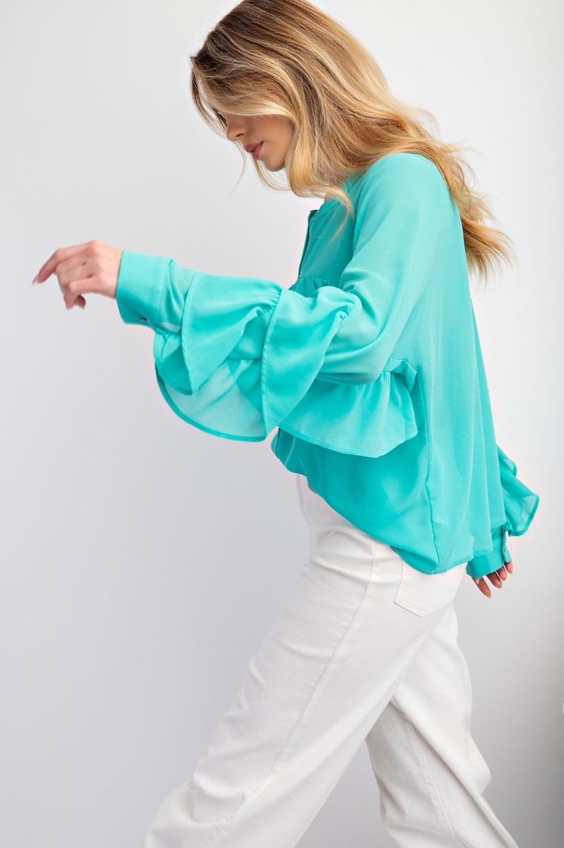 Seafoam Ruffled Top