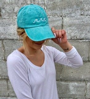 Beach Wave embroidered baseball hat Seafoam