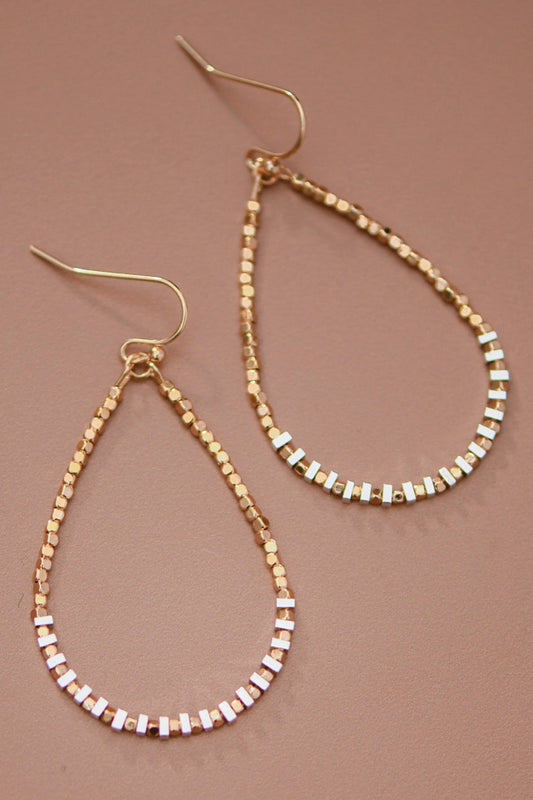 Teardrop metallic seed bead earrings