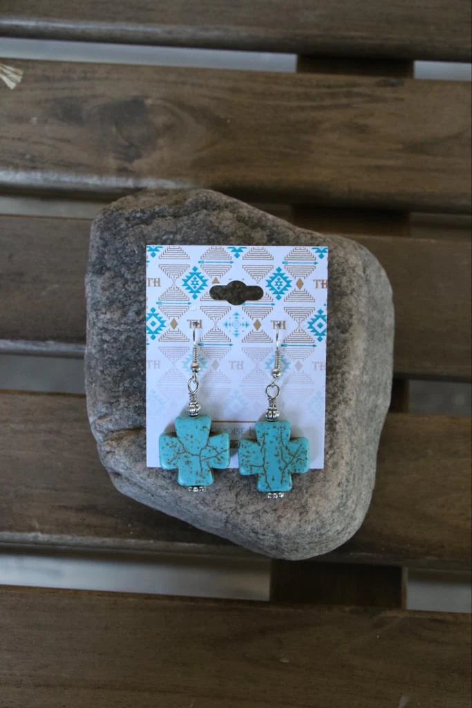 Turquoise cross earrings