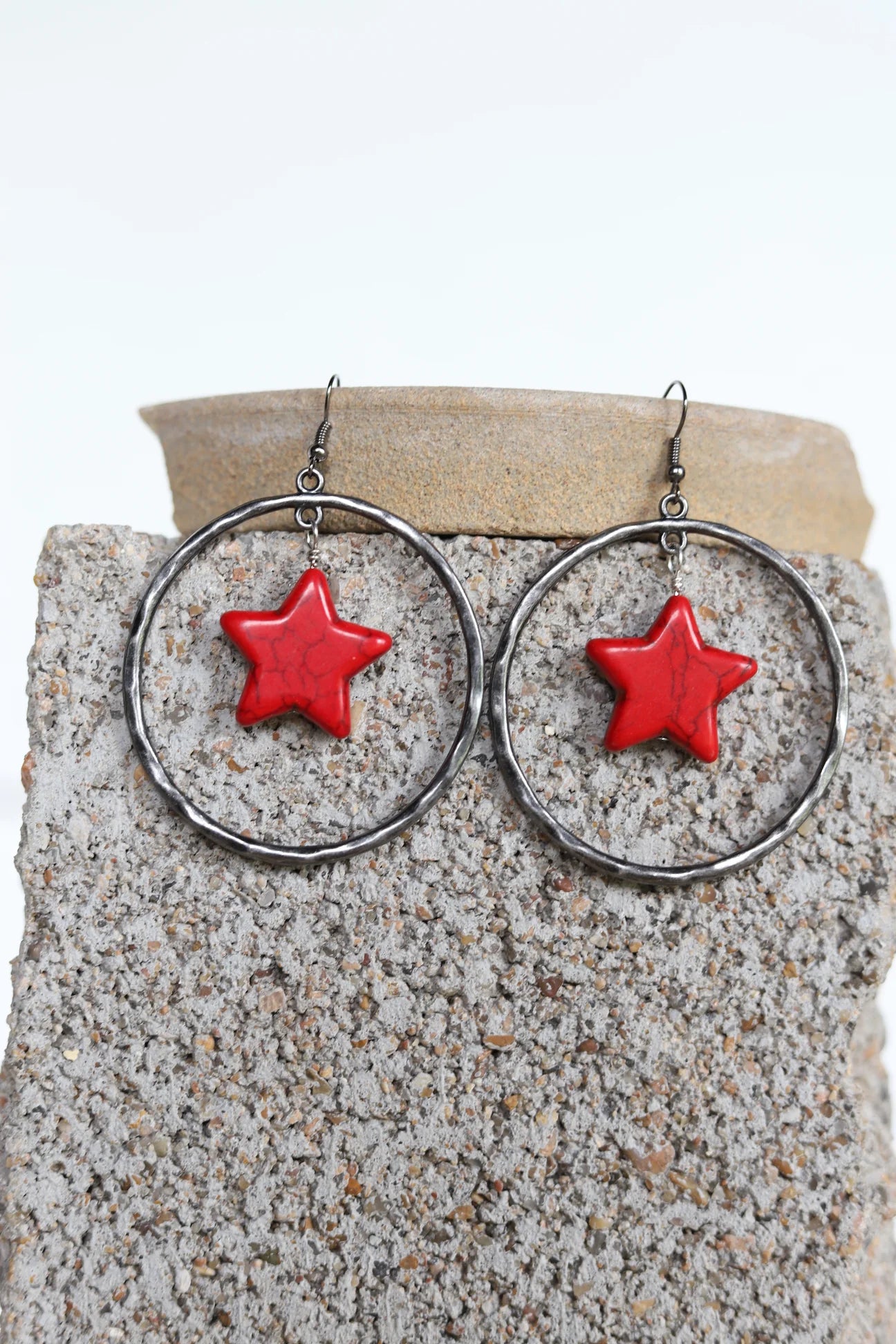 Silver hoop with red star