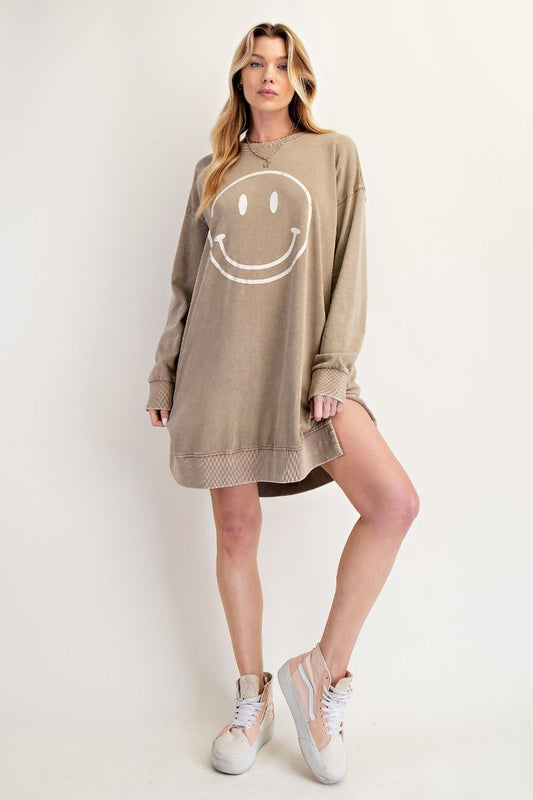 Smiley Washed Terry Dress
