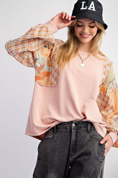 Pretty Plaid Spring Top Plus