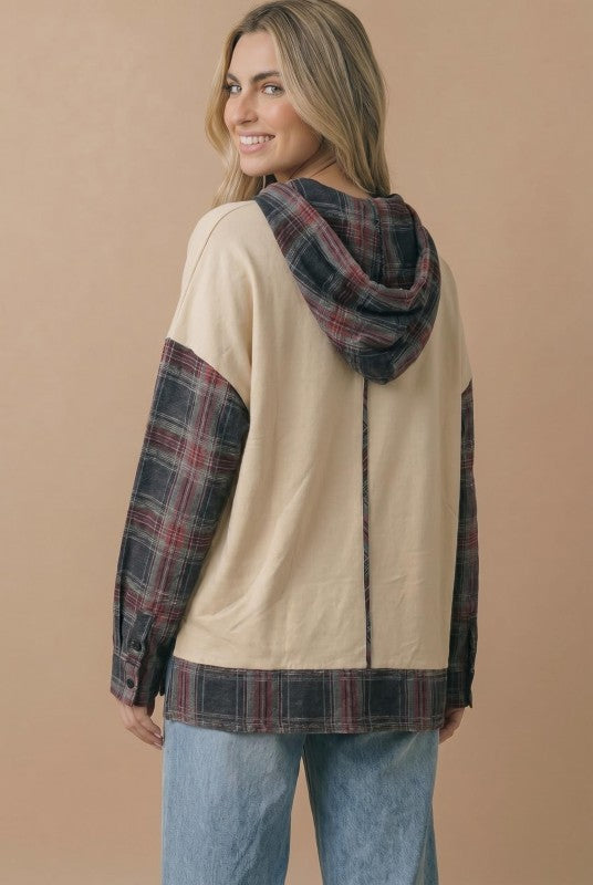 Plaid Accent Star Hoodie