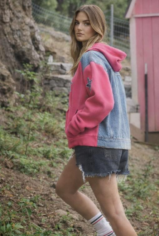 Star Denim Hoodie
