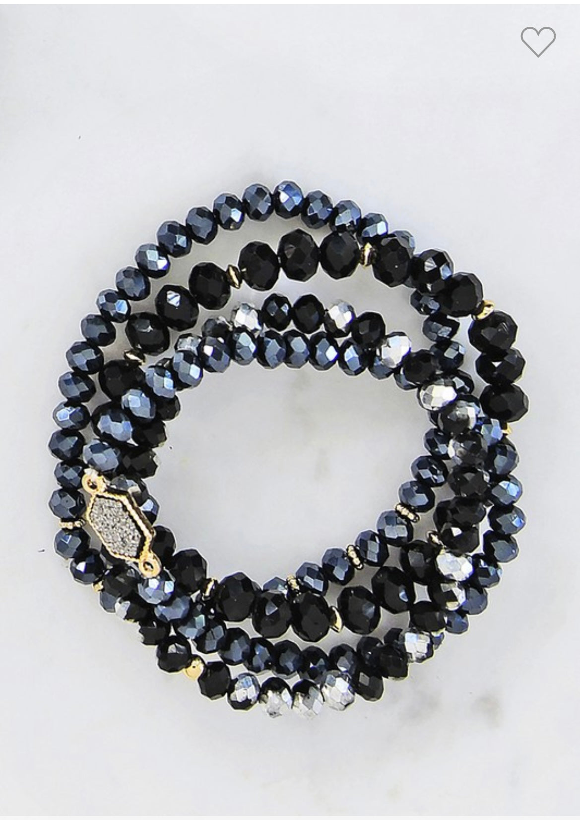 Crystal beaded stacking stretch bracelets set