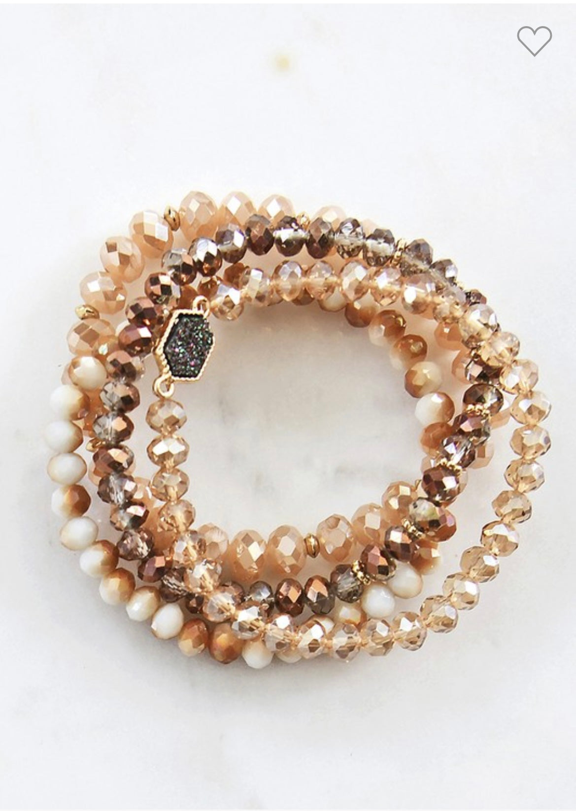 Crystal beaded stacking stretch bracelets set